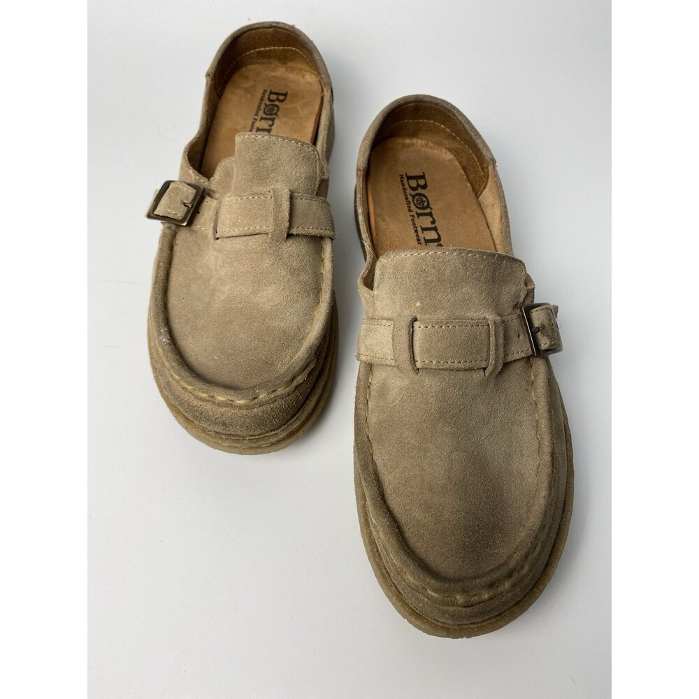 Born Women’s Brown Slip On Leather Loafer Comfort Slide Mules Sz 8